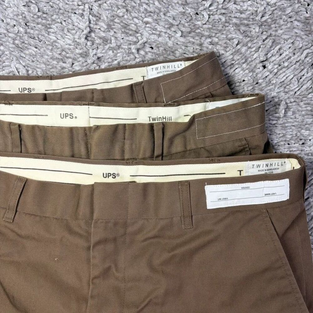 Twinhill UPS Pants Lot of 3 Mens 34 Employee Workwear Flat Front Preppy Utility